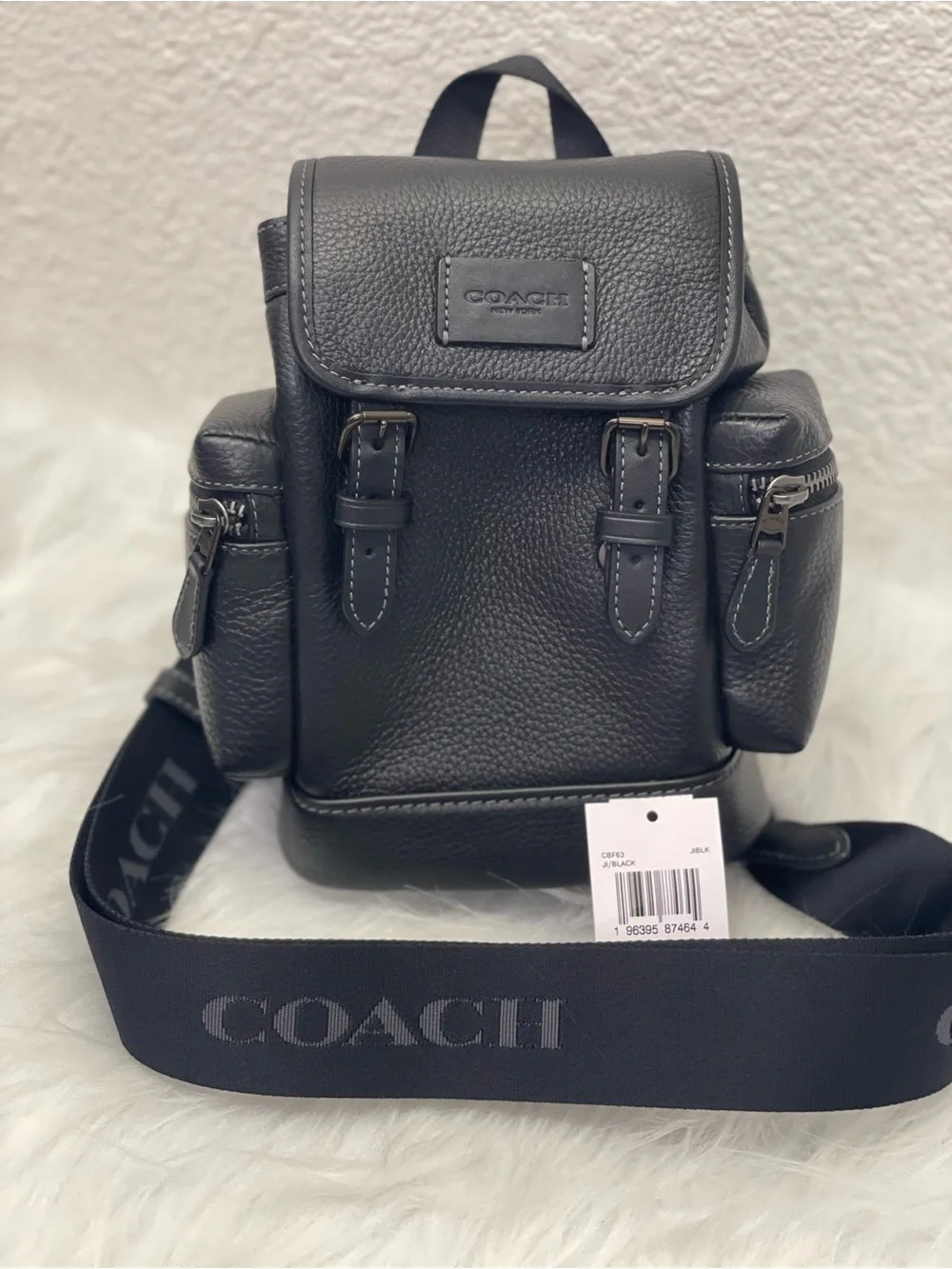 NWT Coach Sprint Sling Pack Leather CBF63 in Black